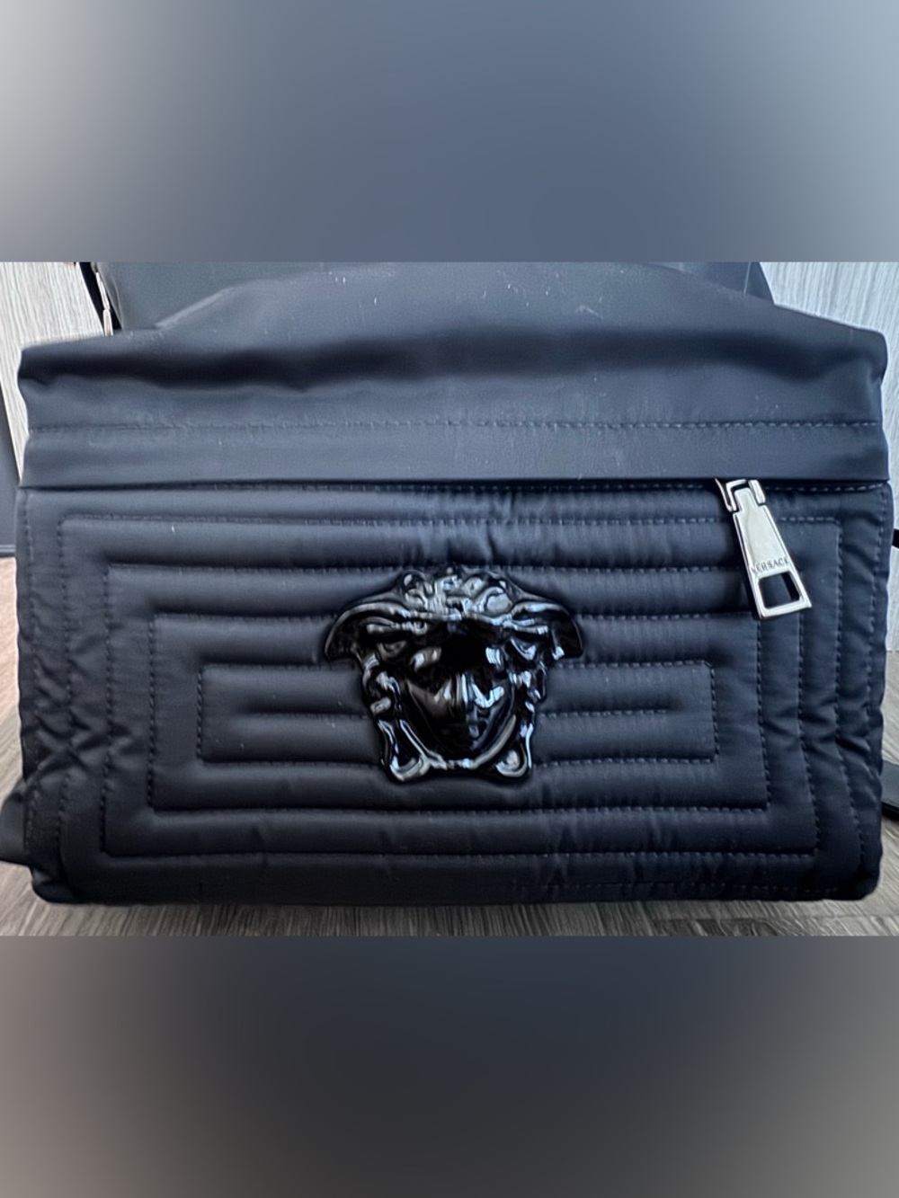 Versace Black Logo Embossed Backpack Panel - Picture 2 of 6